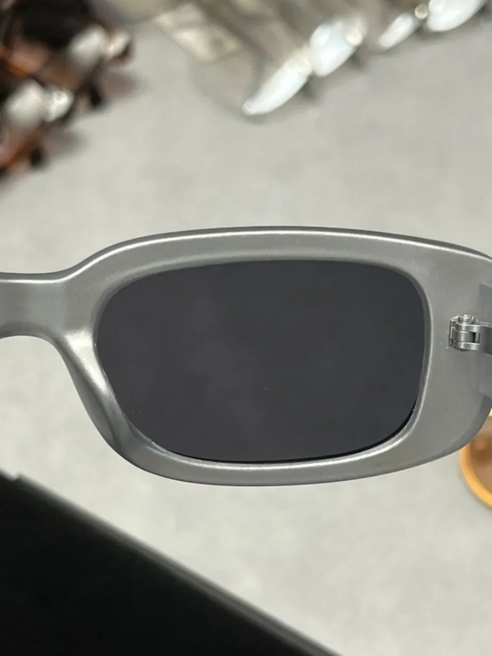 AIRE Ceres Rectangular Sunglasses Matte Silver Gray Frame Black Lenses NWT